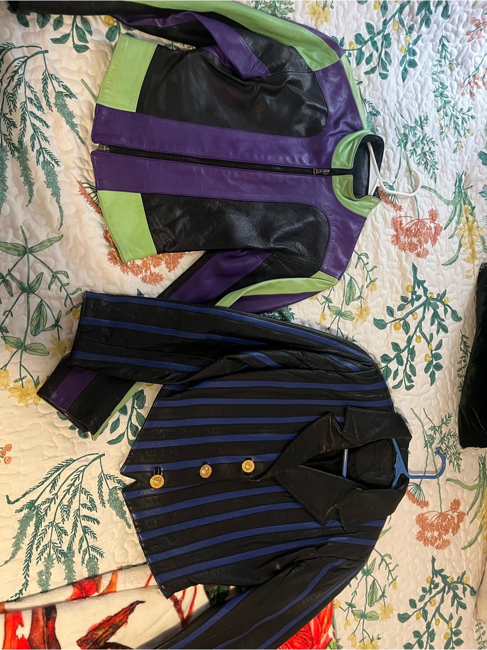Lot of two John Michael 90s leather house crop lamb skin jackets, super rare